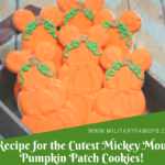 Recipe for the Cutest Mickey Mouse Pumpkin Patch Cookies! Super easy step-by-step pictures for delicious sugar cookies and royal icing recipes. Make Disney theme Halloween and Thanksgiving day cookies everyone will love! #Disney #Disneycookies #DisneyDesserts #Cookies #HalloweenCookies