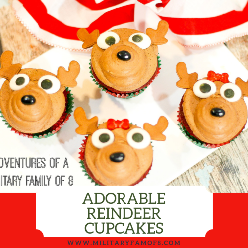 This Easy and Adorable Reindeer Cupcake Recipe uses one of my favorite frosting recipes, so it's safe to say that I love them! These reindeer cupcakes are very easy to make which makes it a fun project to make with kids. #Christmas #ChristmasCupcakes