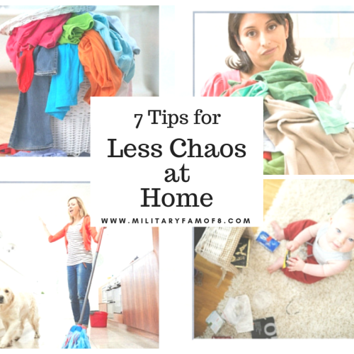 Here are 7 Tips for Less Chaos at Home and printable chore charts. As a Mom of many I have looked for and tried many methods to help with the chaos at home. Some have failed and some have been a hit. I hope that these tips help you gain some control like they helped me.