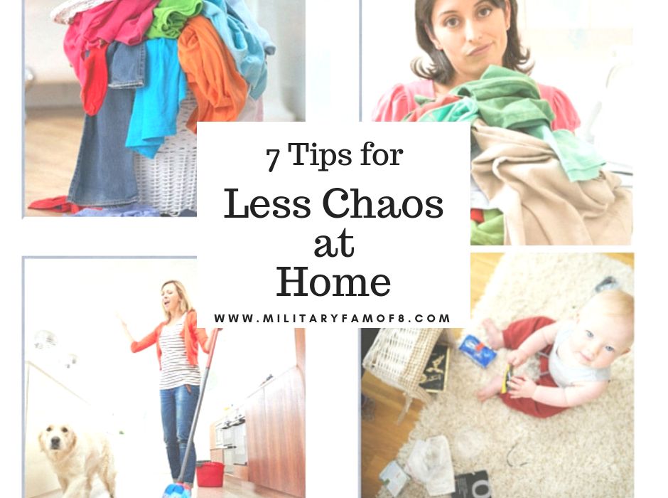 Here are 7 Tips for Less Chaos at Home and printable chore charts. As a Mom of many I have looked for and tried many methods to help with the chaos at home. Some have failed and some have been a hit. I hope that these tips help you gain some control like they helped me.