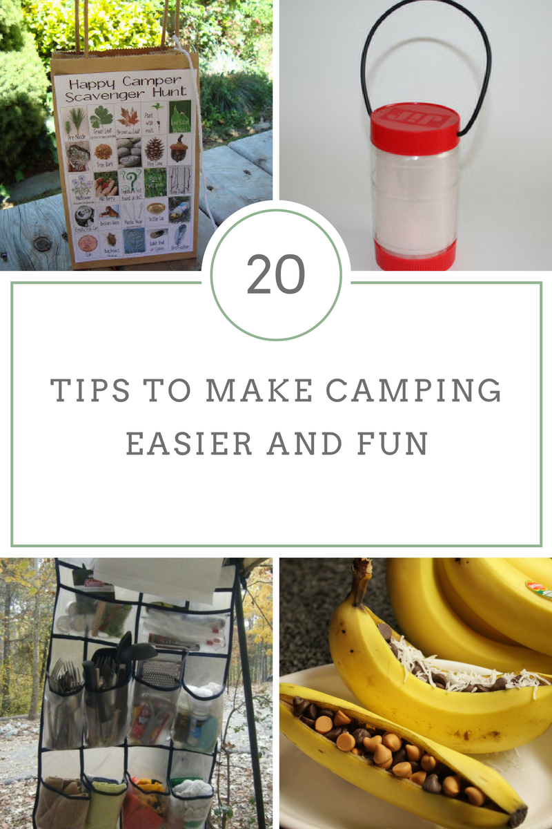20 Tips and Recipes to Make Camping Easier and Fun Find out how to make delicious banana boats and use a homemade lantern all in the same post! This list will make sure your camping trips are never the same!