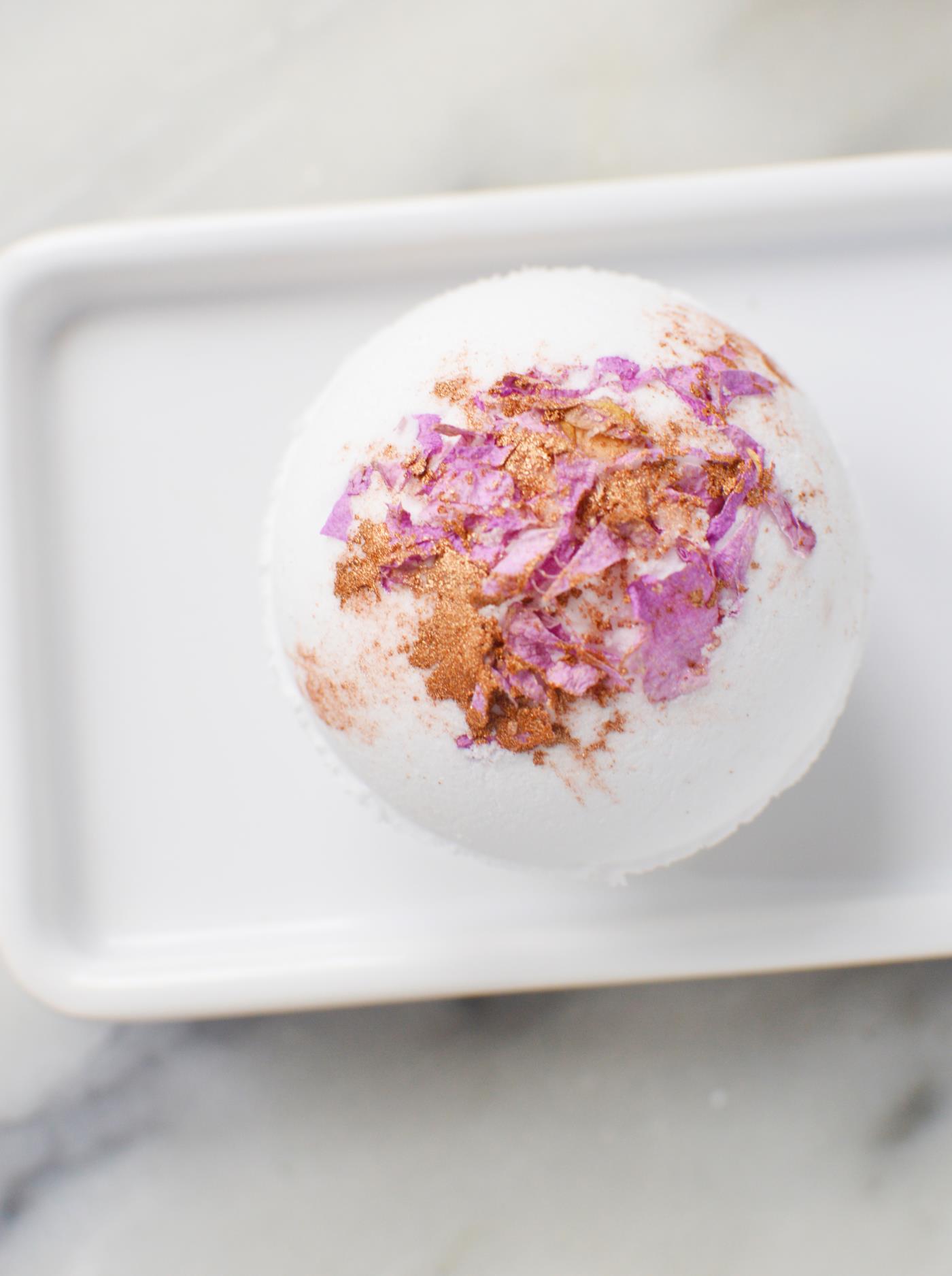 DIY Recipe: How to Make Rose Gold with Rose Petal Bath Bombs. Learn how to make easy fizzy bath bombs at home, great for gifts, your own home spa experience, or selling at the craft fair! This gorgeous rose gold dust and rose petal bath bomb will make you the most popular gift giver around! Recipe for kids to make fizzing bath bombs bathbombs.