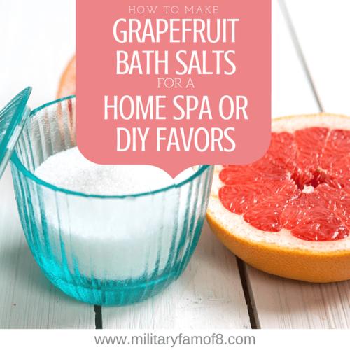 How to Make Grapefruit Bath Salts for a Home Spa or DIY Favors. This post contains the easiest and best way to make bathsalts at home, add essential oils to make your favorite scented bath salts. They are perfect for gifts and party favors.