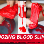 How to Make Easy Slime Recipe- Oozing Blood Slime for Halloween. The best Halloween slime recipe using no Borax! Perfect for Halloween crafts & Parties. Learn how to make slime.