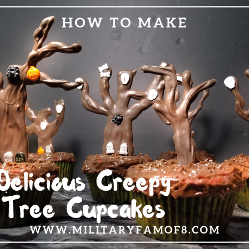 How to Make Delicious Creepy Tree Cupcakes. These cupcakes are the perfect blend between delicious and creepy. Chocolate trees are decorated and add an awesome look to the plain cupcakes. It's such a fun project to make with everyone!