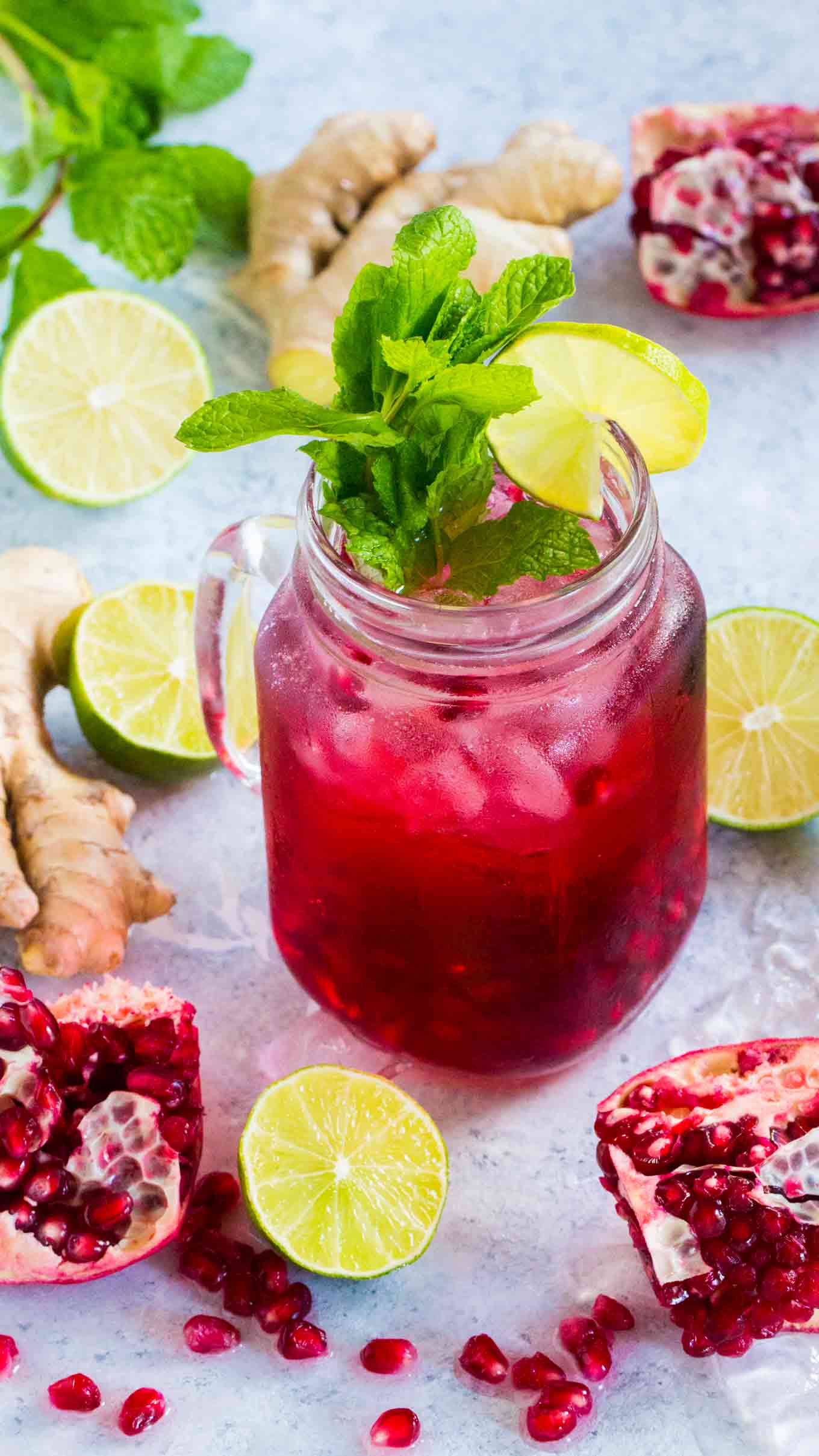 Ginger Pomegranate Mojito Ultimate List of Holiday Cocktail & Mocktail Recipes