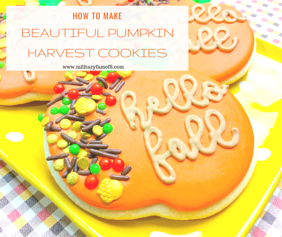 How to Make Beautiful Pumpkin Harvest Cookies. This is a super easy and quick recipe for Fall cookies. The script and sprinkles give these cookies a gourmet look!