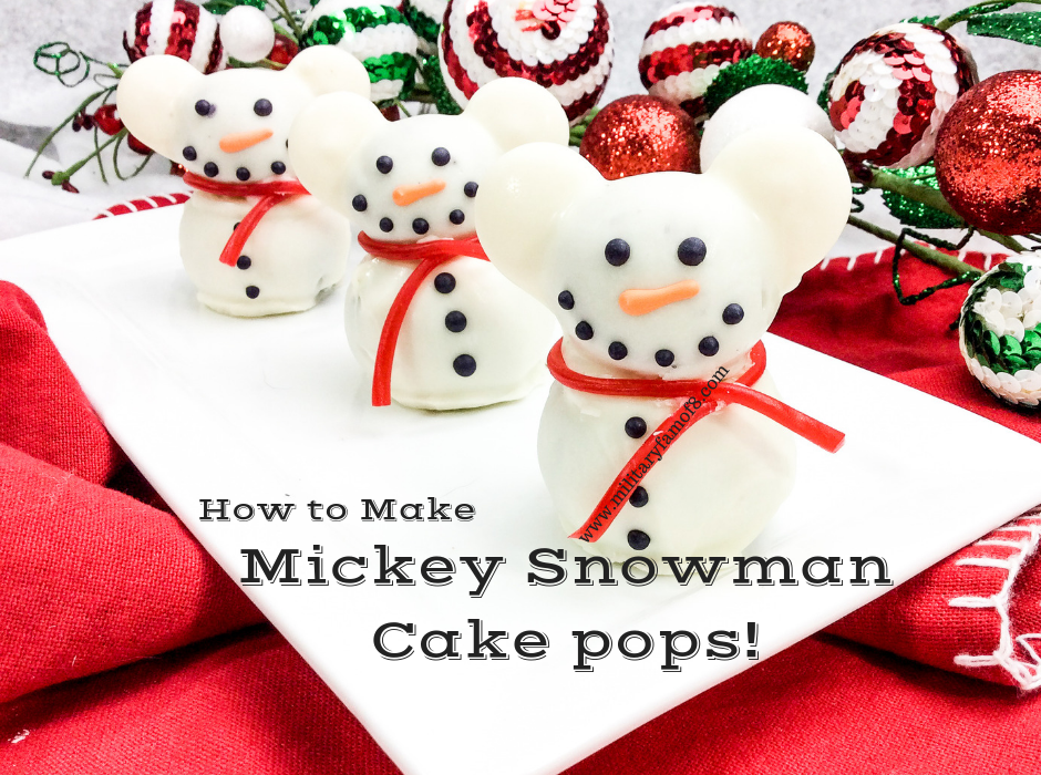 How to Make Mickey Snowman Cake pops! If you are bored with the same cake pop look, this post is going to be your new favorite go-to recipe! Learn how to make these adorable Mickey snowman cake pops!