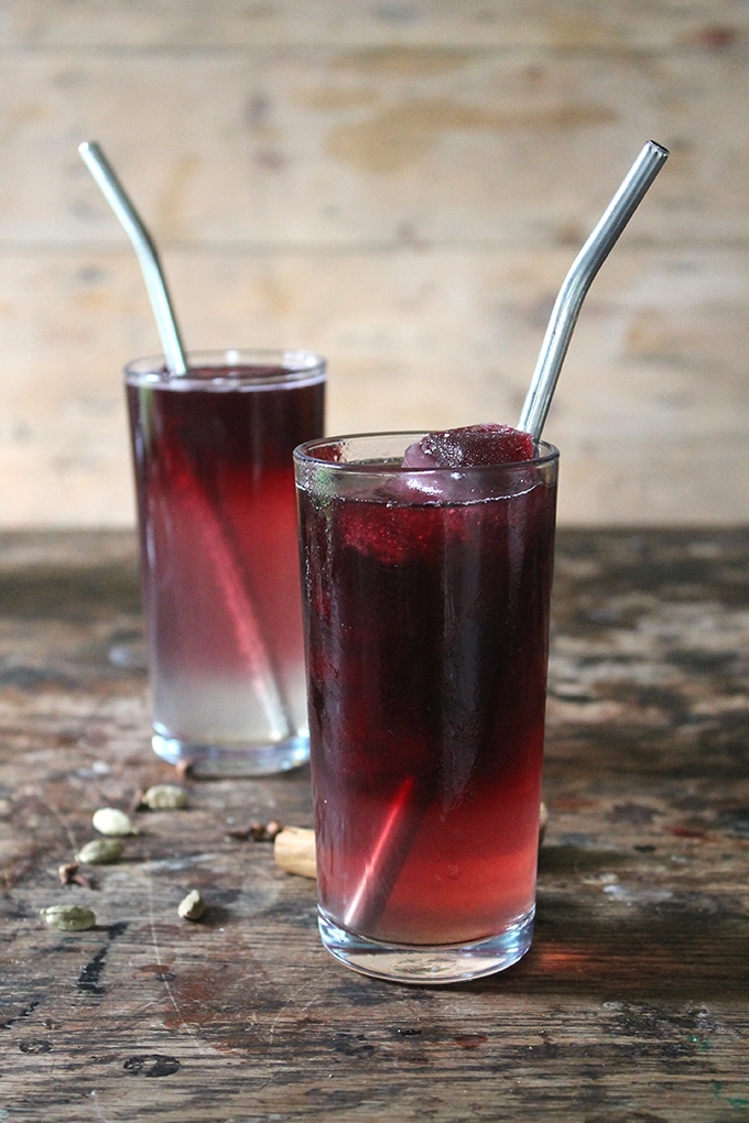 Mulled Gin Cocktail with Mulled Wine Ice Cubes The Spookiest Halloween Drink Recipes Ever!