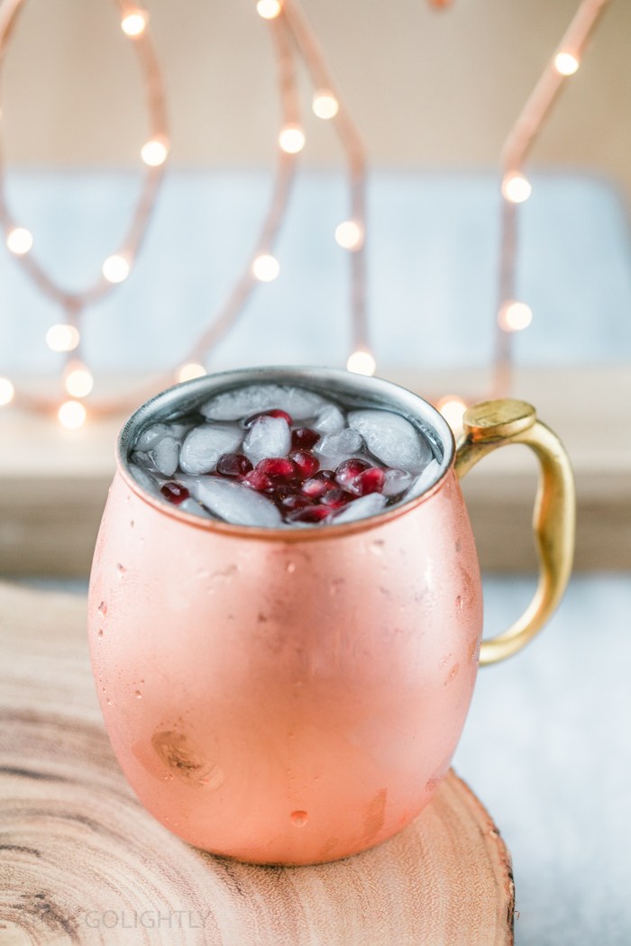 Pomegranate Moscow Mule Ultimate List of Holiday Cocktail & Mocktail Recipes