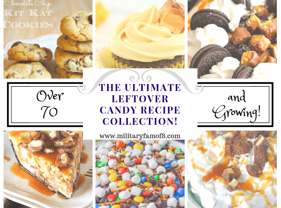 The Ultimate Leftover Candy Recipe Collection! With over 70 recipes you are sure to find ways to use left over candy in ways you did not imagine! From pies to ice cream to drinks, these recipes will blow your mind!