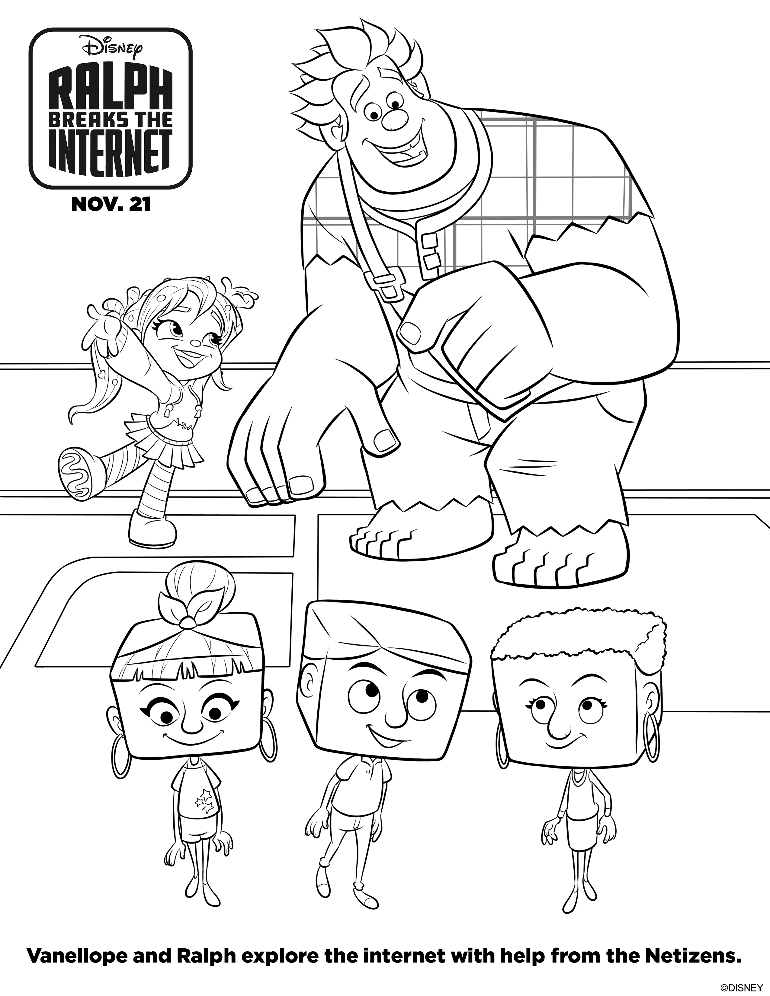 Ralph Breaks the Internet Printable and Coloring Pages. Free pages from the 2nd Wreck-it Ralph movie. #printable #freeprintable #disney