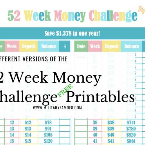 Different Versions of the 52 Week Money Challenge Printable