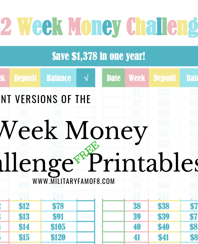 Different Versions of the 52 Week Money Challenge Printable