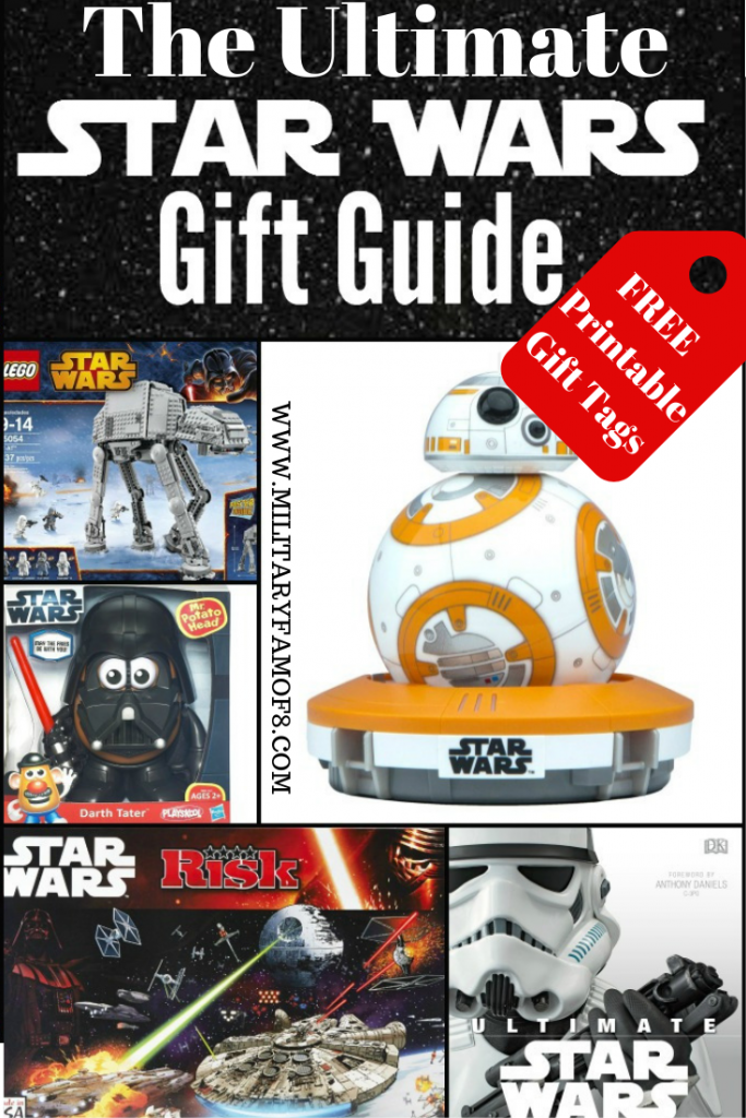 Star Wars Ultimate Gift Guide & Free Printable Gift Tags. What gift to buy a Star Wars fan? The best #StarWars gifts to give? This guide has over 50 Ideas!