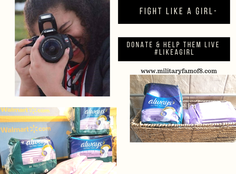 Fight like a girl- Donate & Help Them Live #LikeaGirl @Always is helping to #endperiodpoverty by donating to 50 teams across the US. Learn how you can help! smarturl.it/WalmartAlways